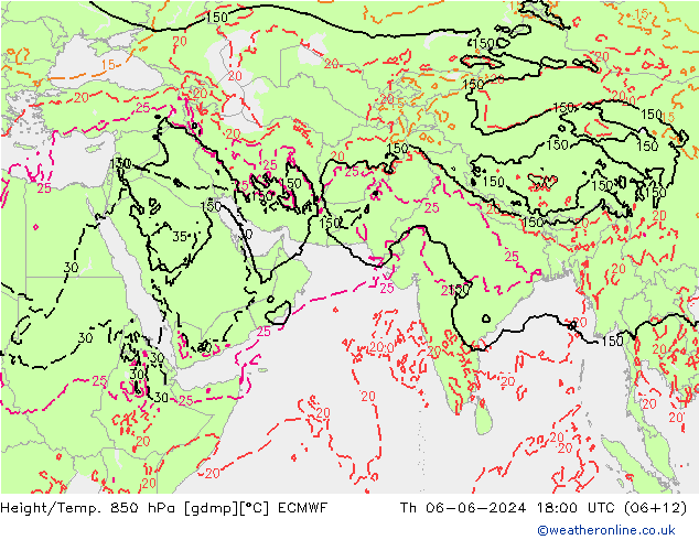 Z500/Rain (+SLP)/Z850 ECMWF Th 06.06.2024 18 UTC