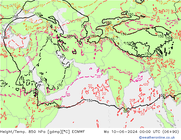 Z500/Yağmur (+YB)/Z850 ECMWF Pzt 10.06.2024 00 UTC