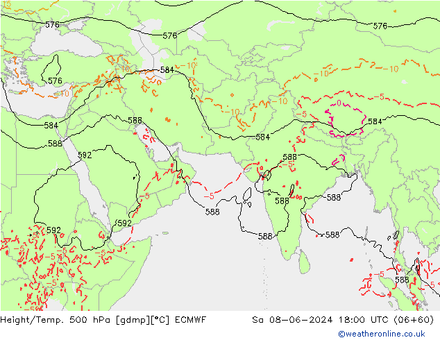 Z500/Rain (+SLP)/Z850 ECMWF sab 08.06.2024 18 UTC