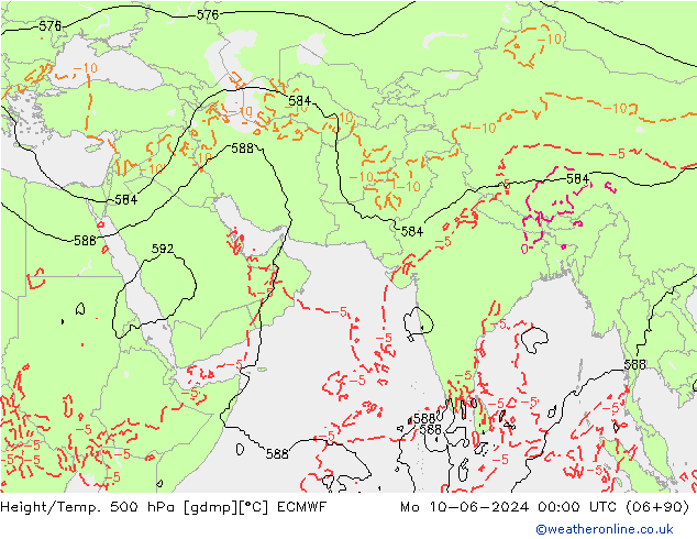 Z500/Yağmur (+YB)/Z850 ECMWF Pzt 10.06.2024 00 UTC