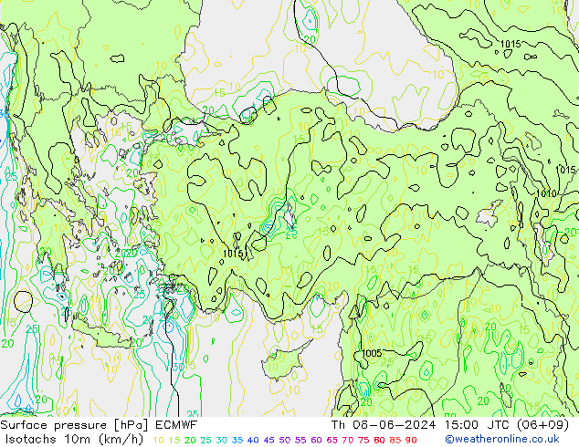 Isotachs (kph) ECMWF  06.06.2024 15 UTC