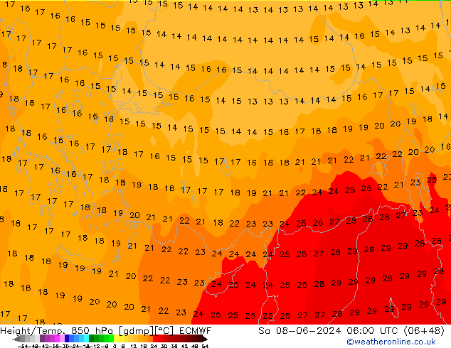 Z500/Rain (+SLP)/Z850 ECMWF Sa 08.06.2024 06 UTC