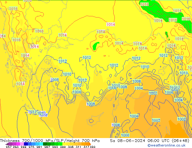 Thck 700-1000 hPa ECMWF  08.06.2024 06 UTC