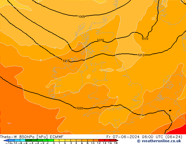 Theta-W 850hPa ECMWF vie 07.06.2024 06 UTC