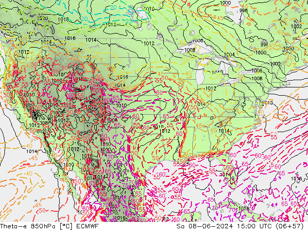 Theta-e 850hPa ECMWF Sa 08.06.2024 15 UTC