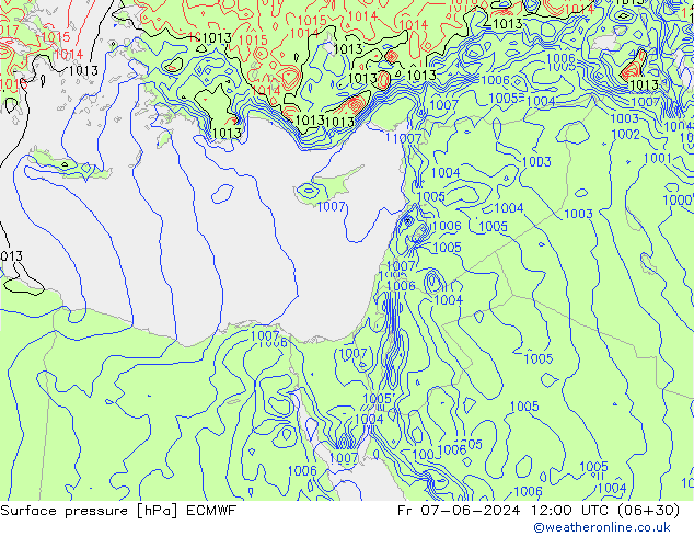 Pressione al suolo ECMWF ven 07.06.2024 12 UTC