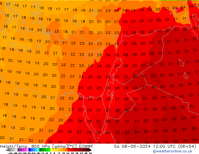 Z500/Rain (+SLP)/Z850 ECMWF sáb 08.06.2024 12 UTC