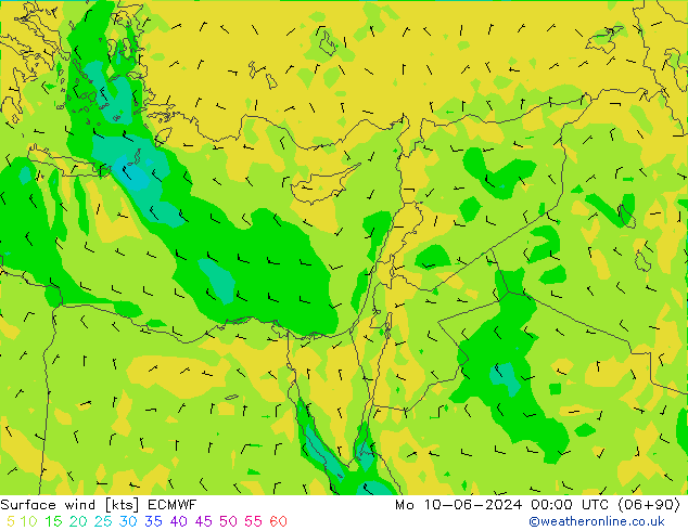 Vento 10 m ECMWF Seg 10.06.2024 00 UTC