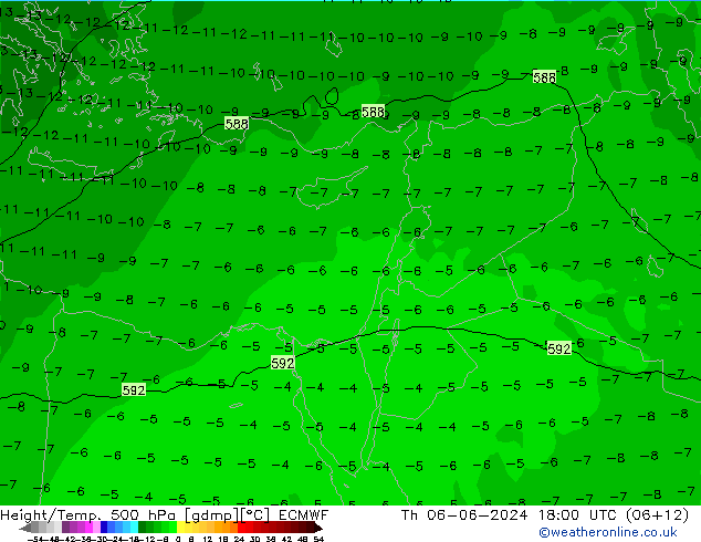 Z500/Rain (+SLP)/Z850 ECMWF czw. 06.06.2024 18 UTC