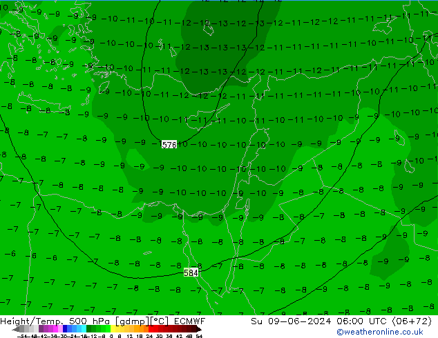 Z500/Rain (+SLP)/Z850 ECMWF dom 09.06.2024 06 UTC