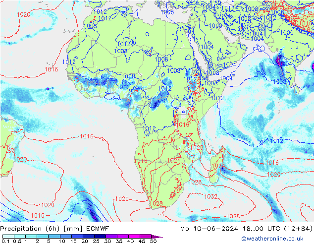 Z500/Rain (+SLP)/Z850 ECMWF pon. 10.06.2024 00 UTC