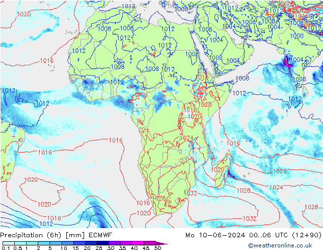 Z500/Rain (+SLP)/Z850 ECMWF Po 10.06.2024 06 UTC