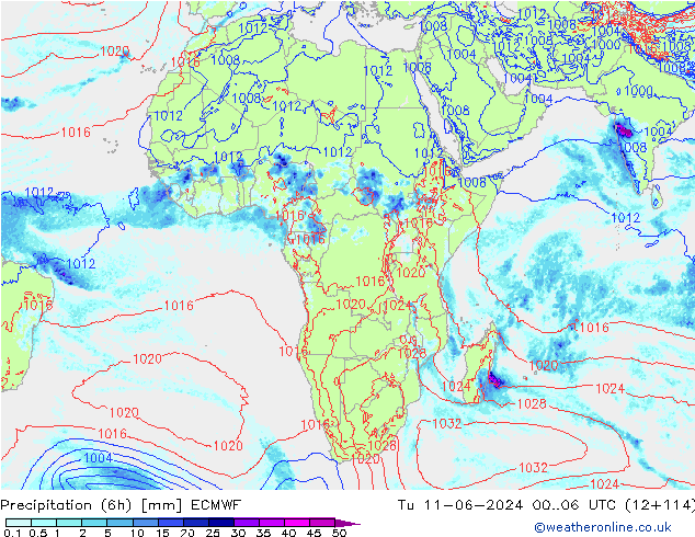 Z500/Rain (+SLP)/Z850 ECMWF Tu 11.06.2024 06 UTC