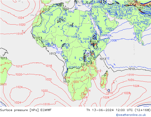 Yer basıncı ECMWF Per 13.06.2024 12 UTC