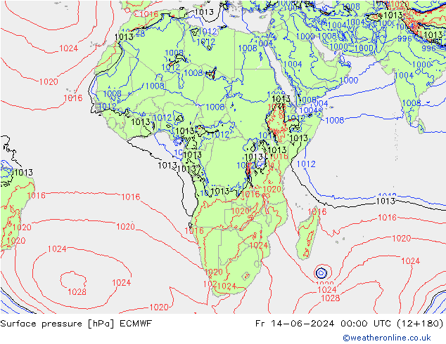 pression de l'air ECMWF ven 14.06.2024 00 UTC