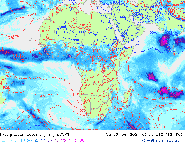 Precipitation accum. ECMWF Ne 09.06.2024 00 UTC