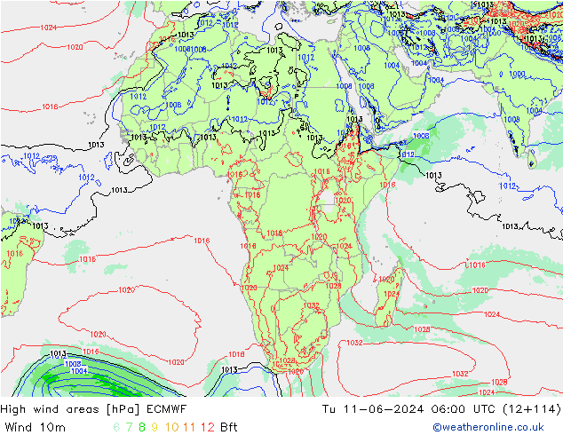 Windvelden ECMWF di 11.06.2024 06 UTC