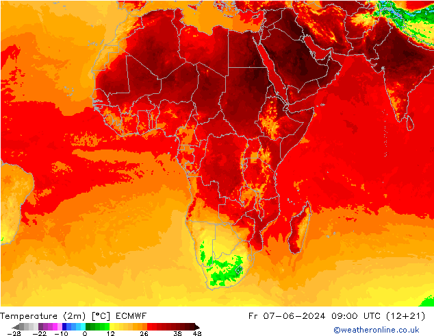 карта температуры ECMWF пт 07.06.2024 09 UTC