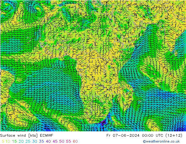 Bodenwind ECMWF Fr 07.06.2024 00 UTC