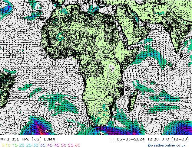 Vent 850 hPa ECMWF jeu 06.06.2024 12 UTC