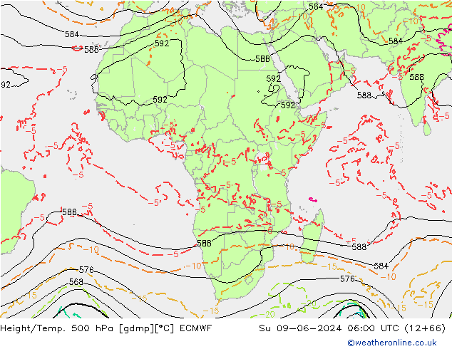 Z500/Rain (+SLP)/Z850 ECMWF dom 09.06.2024 06 UTC