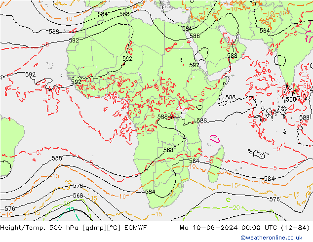 Z500/Rain (+SLP)/Z850 ECMWF pon. 10.06.2024 00 UTC