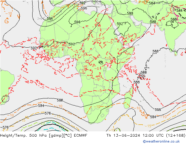 Z500/Regen(+SLP)/Z850 ECMWF do 13.06.2024 12 UTC