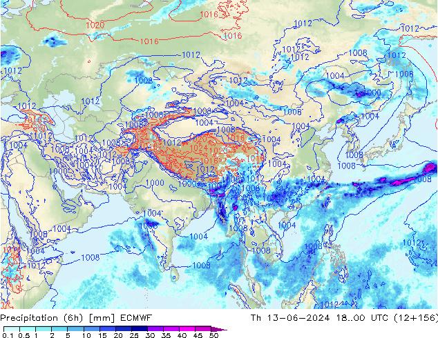 Z500/Rain (+SLP)/Z850 ECMWF  13.06.2024 00 UTC