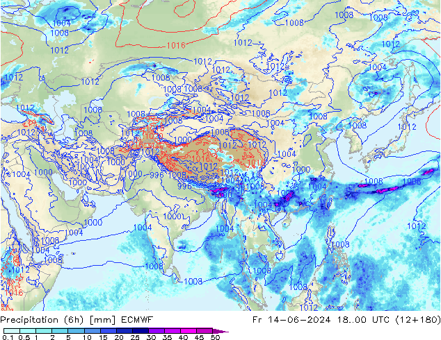 Z500/Rain (+SLP)/Z850 ECMWF Fr 14.06.2024 00 UTC