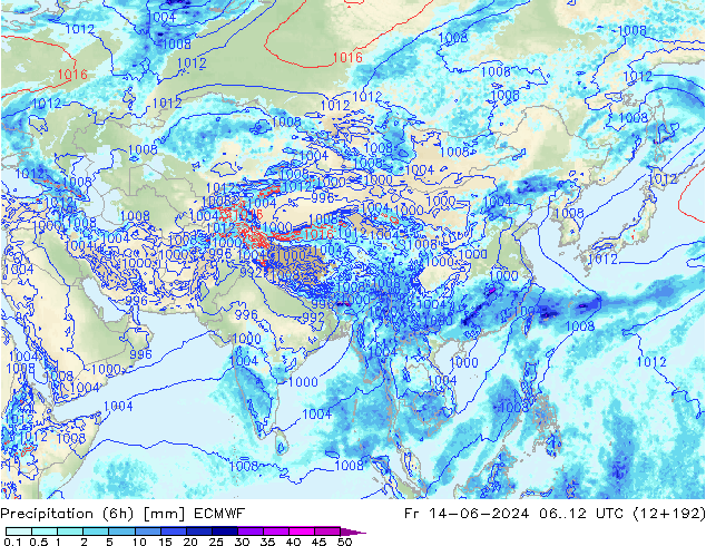 Z500/Rain (+SLP)/Z850 ECMWF пт 14.06.2024 12 UTC