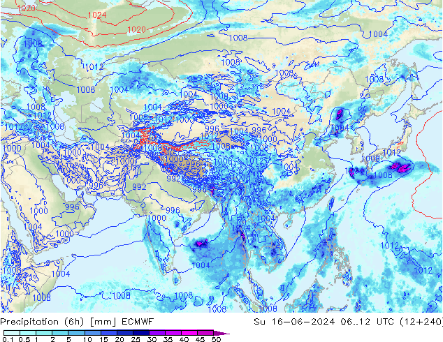 Z500/Rain (+SLP)/Z850 ECMWF Su 16.06.2024 12 UTC