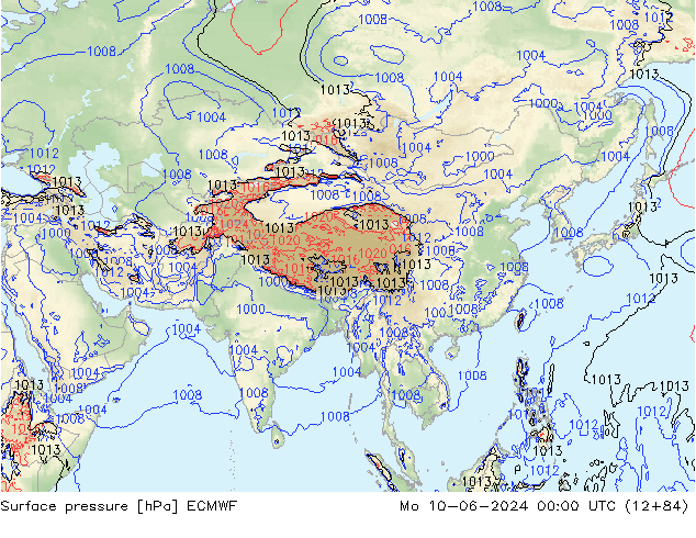 приземное давление ECMWF пн 10.06.2024 00 UTC