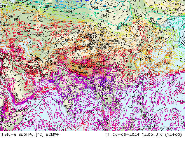 Theta-e 850hPa ECMWF Do 06.06.2024 12 UTC