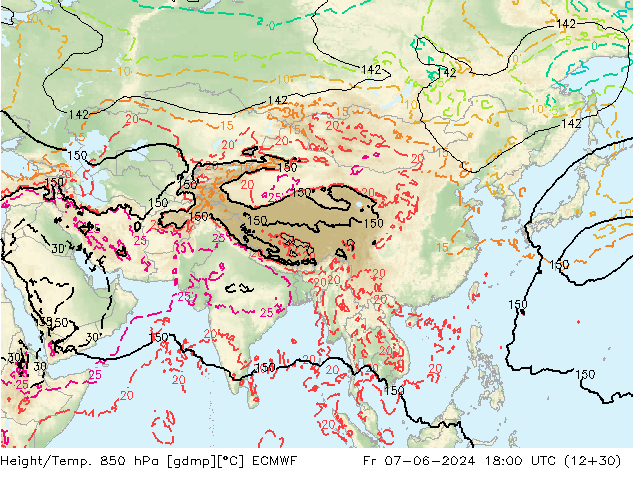 Z500/Yağmur (+YB)/Z850 ECMWF Cu 07.06.2024 18 UTC