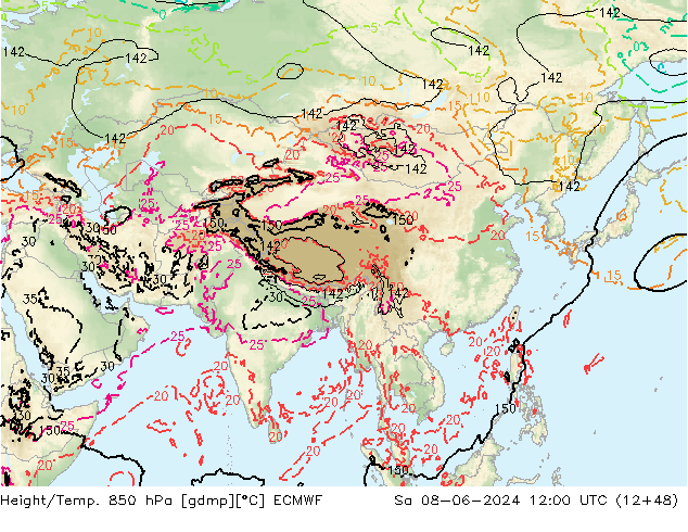 Z500/Rain (+SLP)/Z850 ECMWF sab 08.06.2024 12 UTC