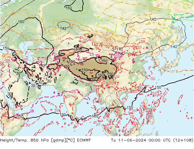 Z500/Rain (+SLP)/Z850 ECMWF Tu 11.06.2024 00 UTC