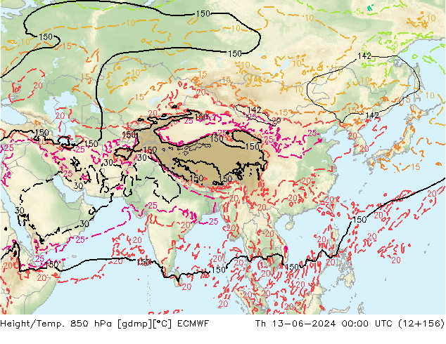 Z500/Rain (+SLP)/Z850 ECMWF  13.06.2024 00 UTC