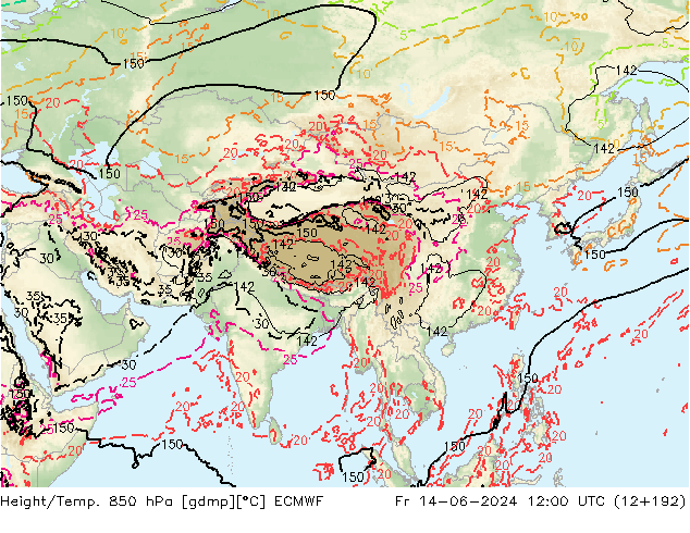 Z500/Rain (+SLP)/Z850 ECMWF пт 14.06.2024 12 UTC