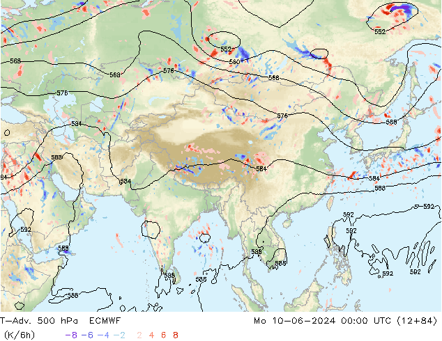 T-Adv. 500 hPa ECMWF Mo 10.06.2024 00 UTC