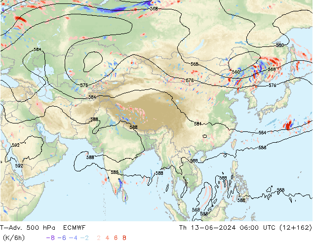 T-Adv. 500 hPa ECMWF jue 13.06.2024 06 UTC