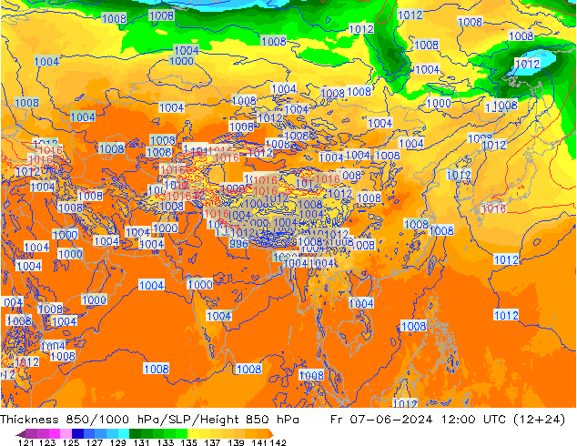 Thck 850-1000 hPa ECMWF Fr 07.06.2024 12 UTC