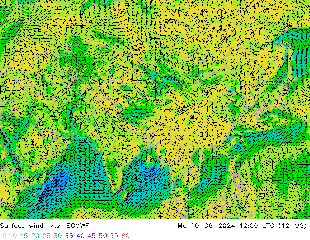 Vento 10 m ECMWF Seg 10.06.2024 12 UTC