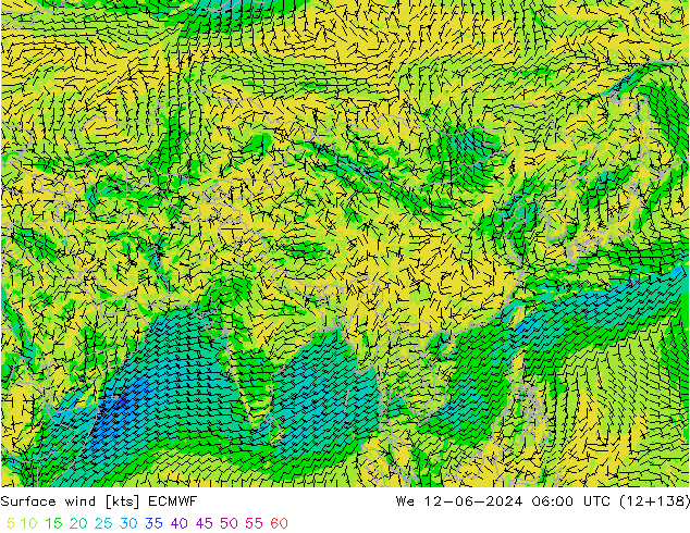 Rüzgar 10 m ECMWF Çar 12.06.2024 06 UTC