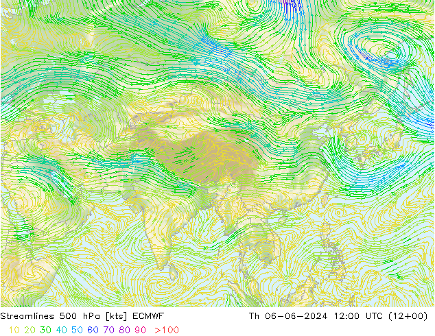 Rüzgar 500 hPa ECMWF Per 06.06.2024 12 UTC