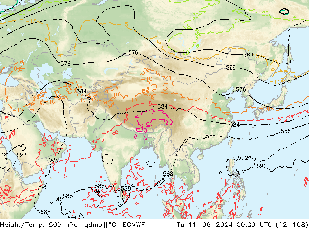 Z500/Rain (+SLP)/Z850 ECMWF ��� 11.06.2024 00 UTC