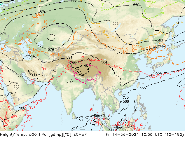 Z500/Rain (+SLP)/Z850 ECMWF пт 14.06.2024 12 UTC