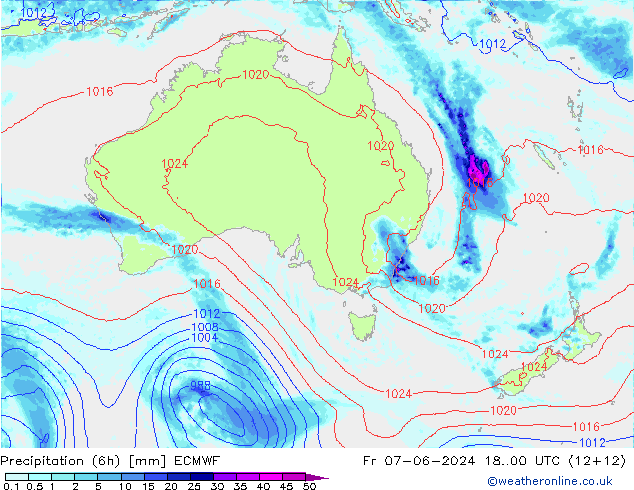 Z500/Rain (+SLP)/Z850 ECMWF Pá 07.06.2024 00 UTC