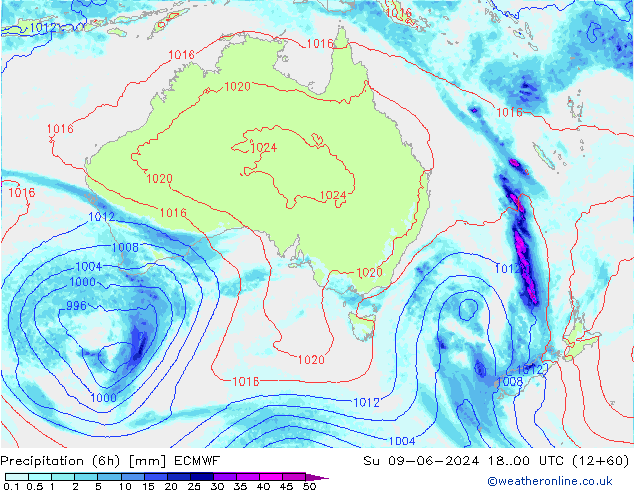 Z500/Regen(+SLP)/Z850 ECMWF zo 09.06.2024 00 UTC