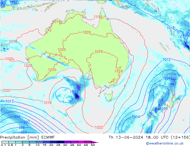 Precipitation ECMWF Th 13.06.2024 00 UTC