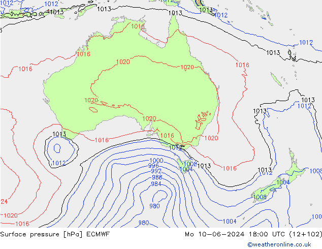 Yer basıncı ECMWF Pzt 10.06.2024 18 UTC